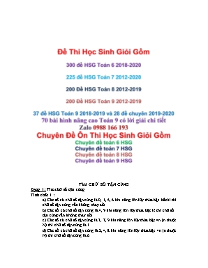 Chuyên đề ôn thi học sinh giỏi môn Toán Lớp 6 Tìm chữ số tận cùng